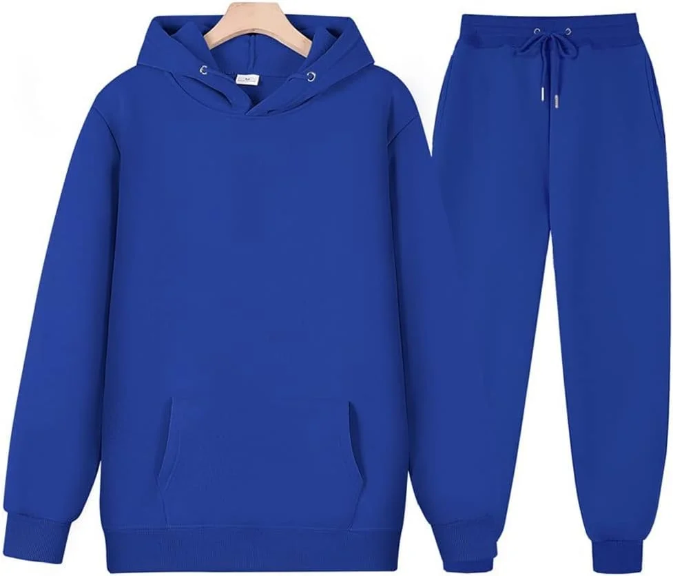 BBOSCH ست هودی و شلوار ورزشی مردانه، رنگ ثابت، ضخیم، مناسب دویدن و ورزش (رنگ: Hortel، سایز: S)