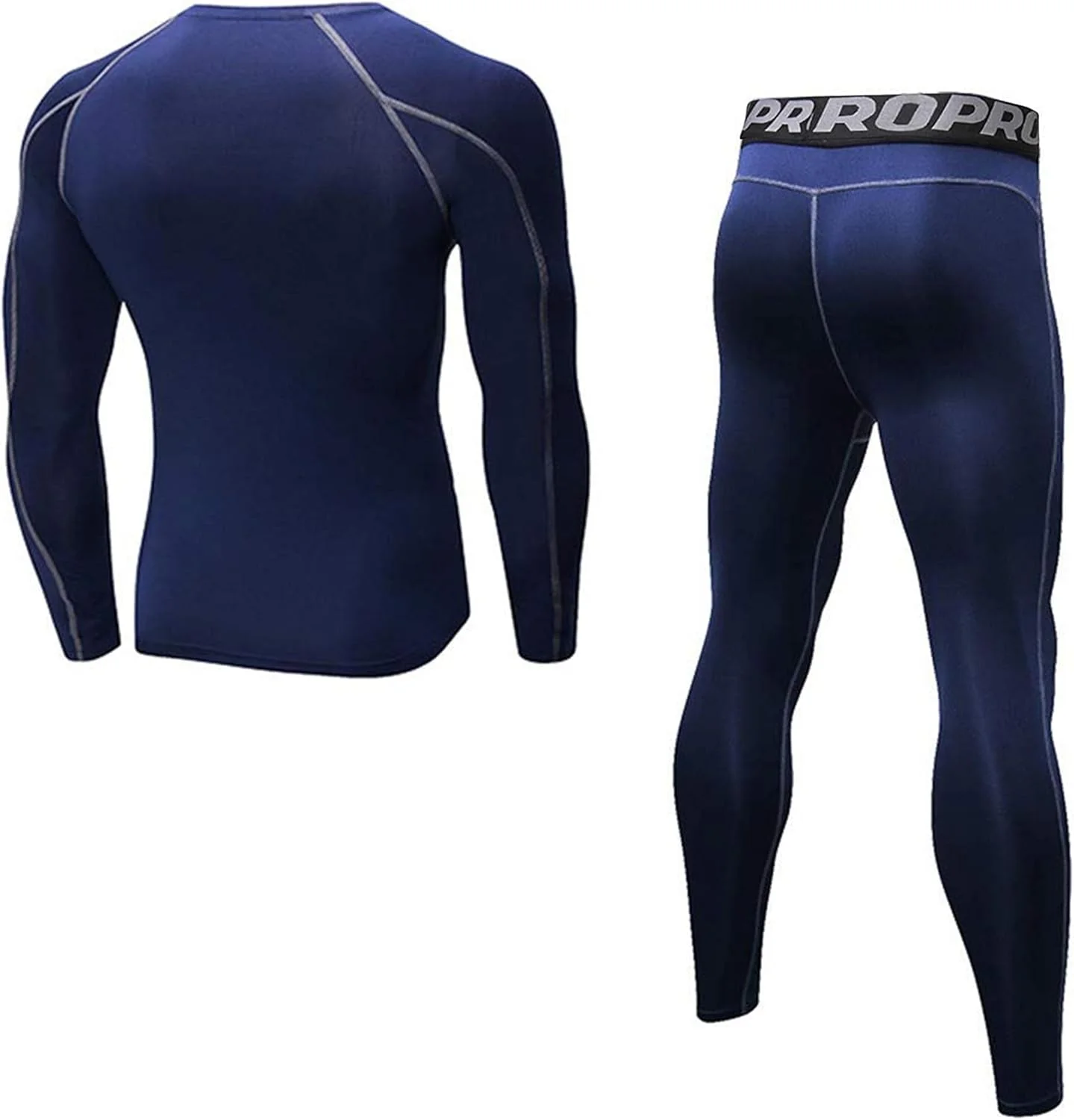 ست لباس زیر حرارتی مردانه آستین بلند، لایه پایه و فشاری گرم مناسب ورزش، اسکی و دویدن در زمستان