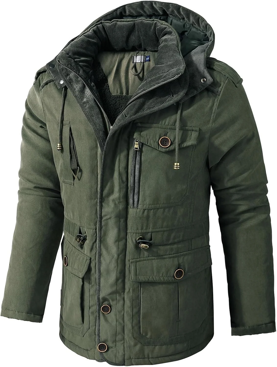 کاپشن کار مردانه BBOSCH زمستانی، کاپشن حرارتی مردانه کلاه دار، ضد باد و ضخیم، کاپشن غیر رسمی مردانه