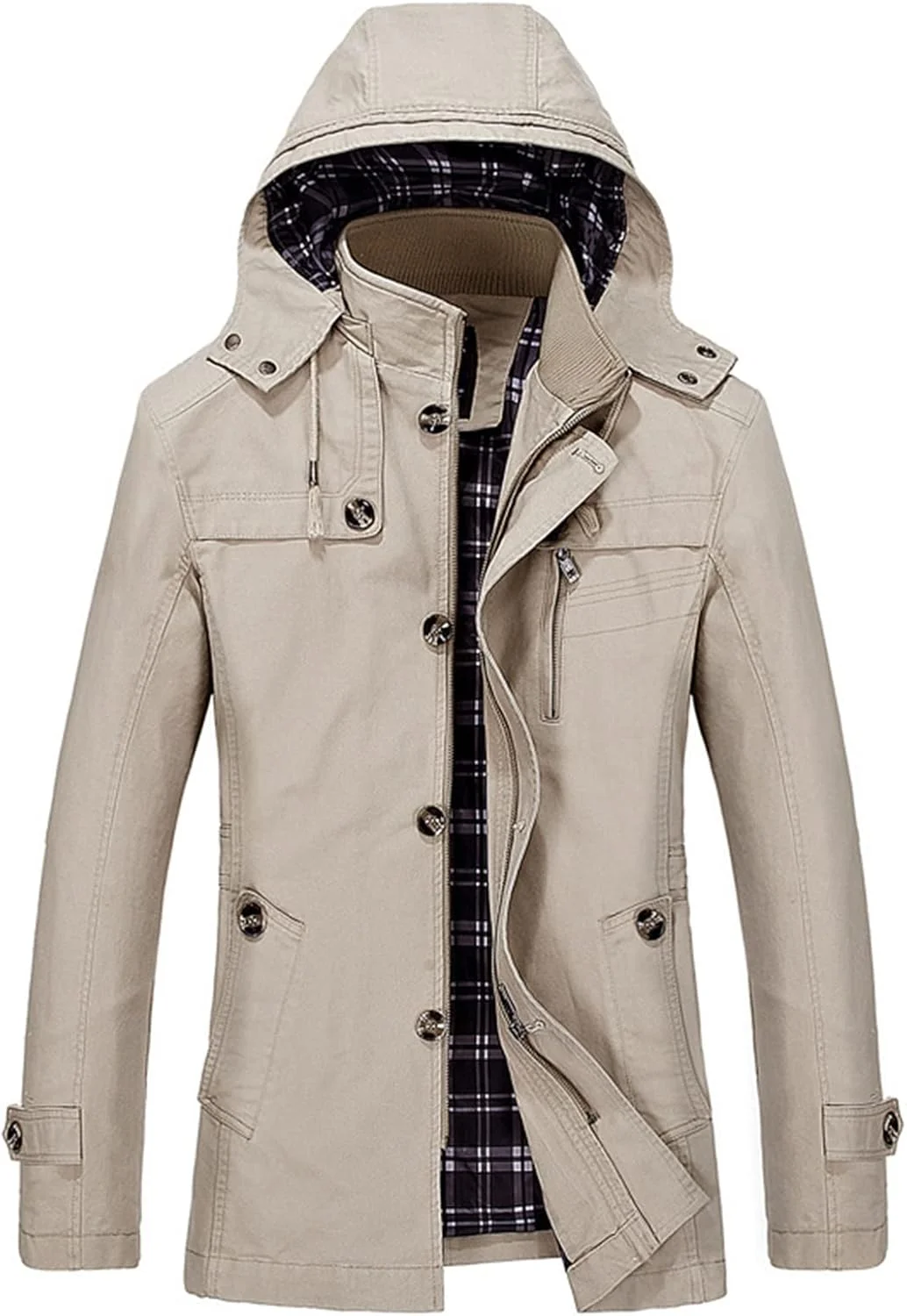 کاپشن کار مردانه BBOSCH، کاپشن مردانه بهاره و پاییزه، کت کلاه دار بلند مردانه، ضخیم