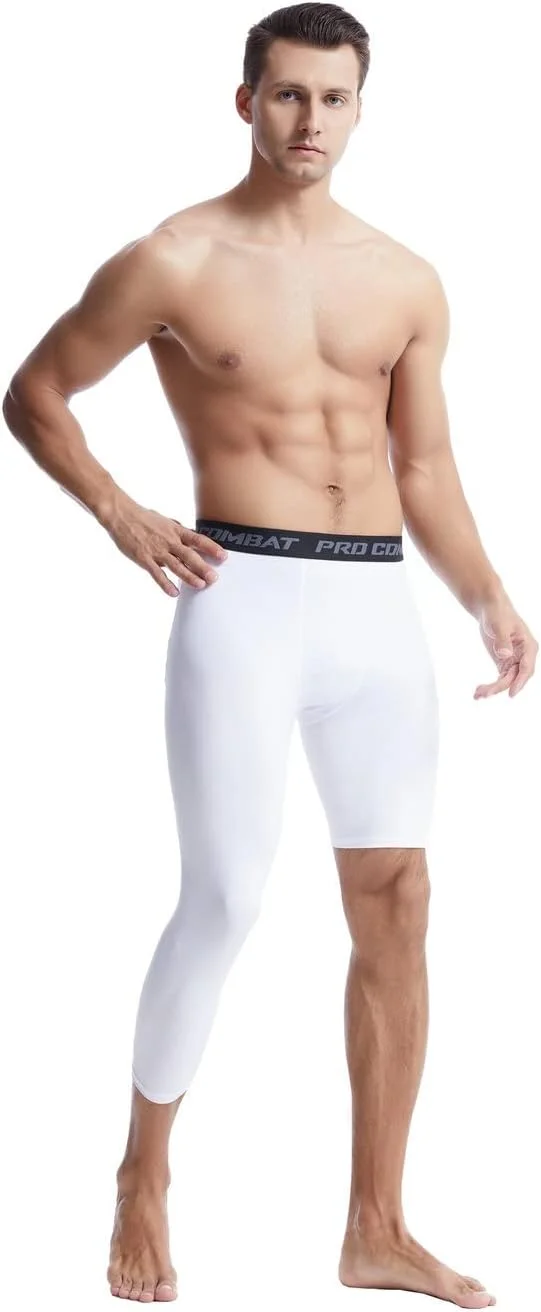 شلوار ورزشی تک ساق مردانه جدید بسکتبال 3/4 شلوار فشاری تک ساق لباس زیر لایه پایه ورزشی