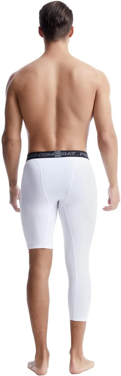 شلوار ورزشی تک ساق مردانه جدید بسکتبال 3/4 شلوار فشاری تک ساق لباس زیر لایه پایه ورزشی