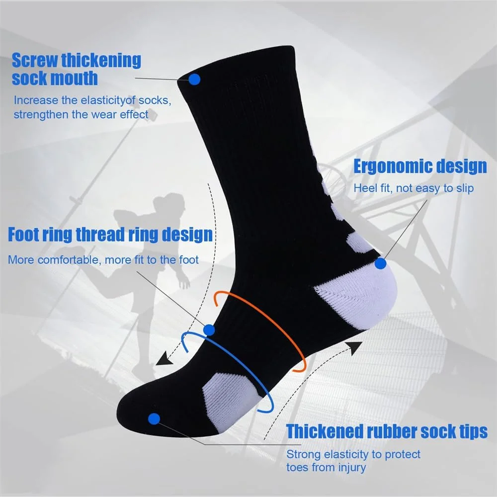 جوراب ساقدار نخی مردانه یاردوبی، جوراب های تنفسی، جوراب های ورزشی مردانه، جوراب های نخی راه راه رنگارنگ، رطوبت گیر ورزشی (5 جفت)