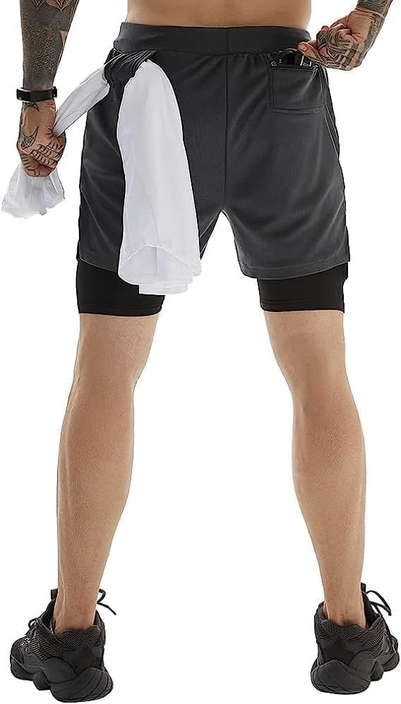 شلوارک ورزشی مردانه 2 در 1 BananHome، مناسب دویدن و تمرینات باشگاهی، با قابلیت خشک شدن سریع، دارای حلقه آویز حوله و جیب موبایل شلوارک ورزشی مردانه 2 در 1 BananHome، مناسب دویدن و تمرینات باشگاهی، با قابلیت خشک شدن سریع، دارای حلقه آویز حوله و جیب موبایل