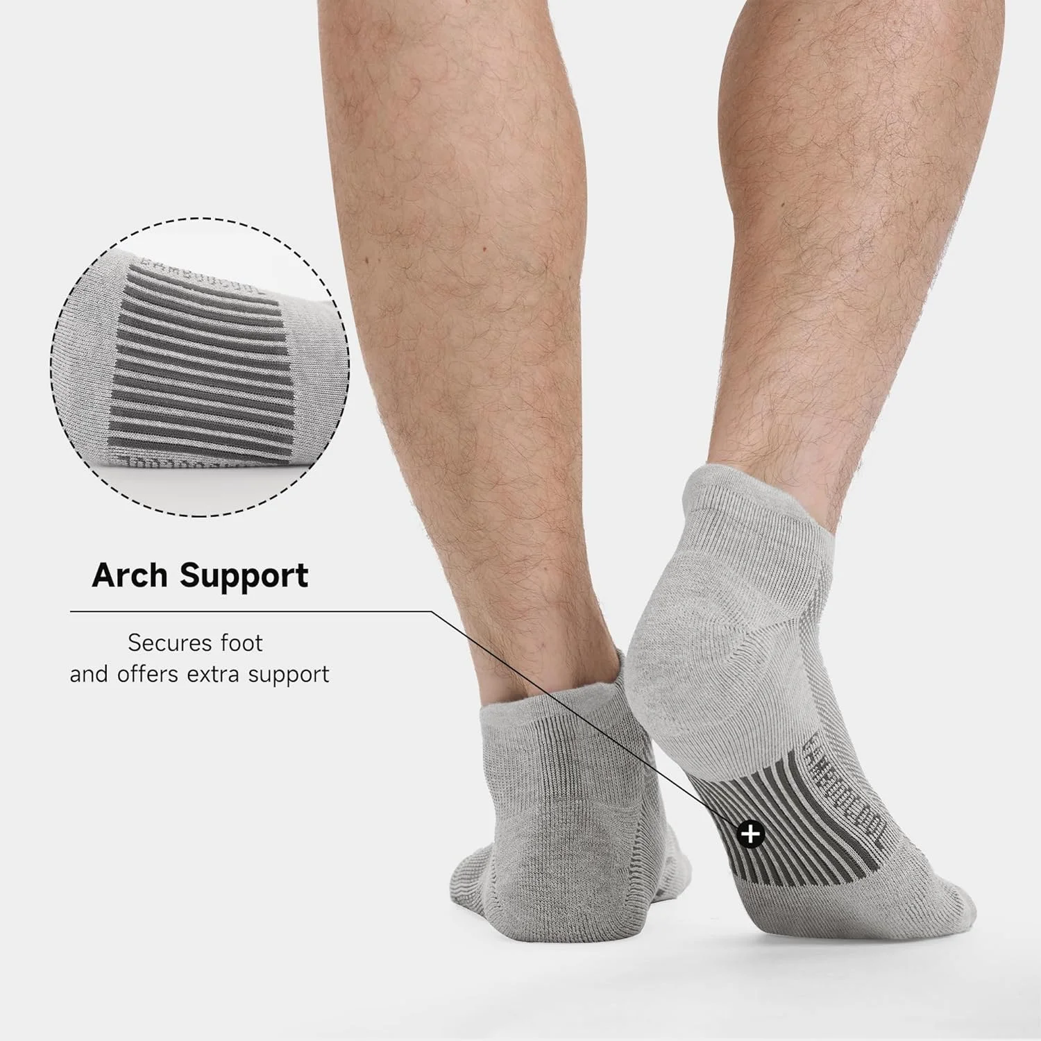 جوراب مچی مردانه بامبو، ورزشی، نرم و راحت، با قابلیت جذب رطوبت، مناسب دویدن، دارای قوس حمایتی، با قابلیت تنفس، پاشنه زبانه دار، 8 جفتی