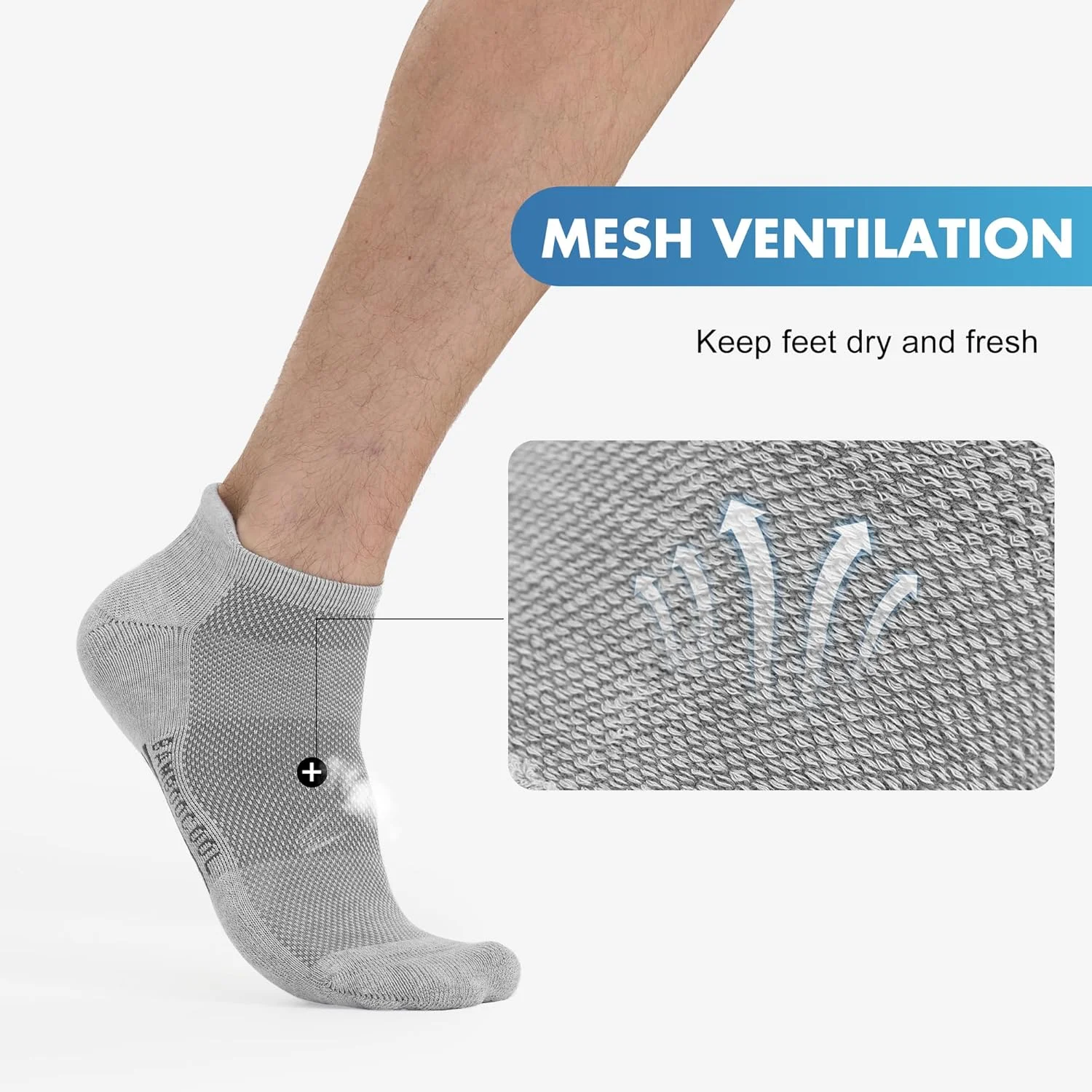 جوراب مچی مردانه بامبو، ورزشی، نرم و راحت، با قابلیت جذب رطوبت، مناسب دویدن، دارای قوس حمایتی، با قابلیت تنفس، پاشنه زبانه دار، 8 جفتی