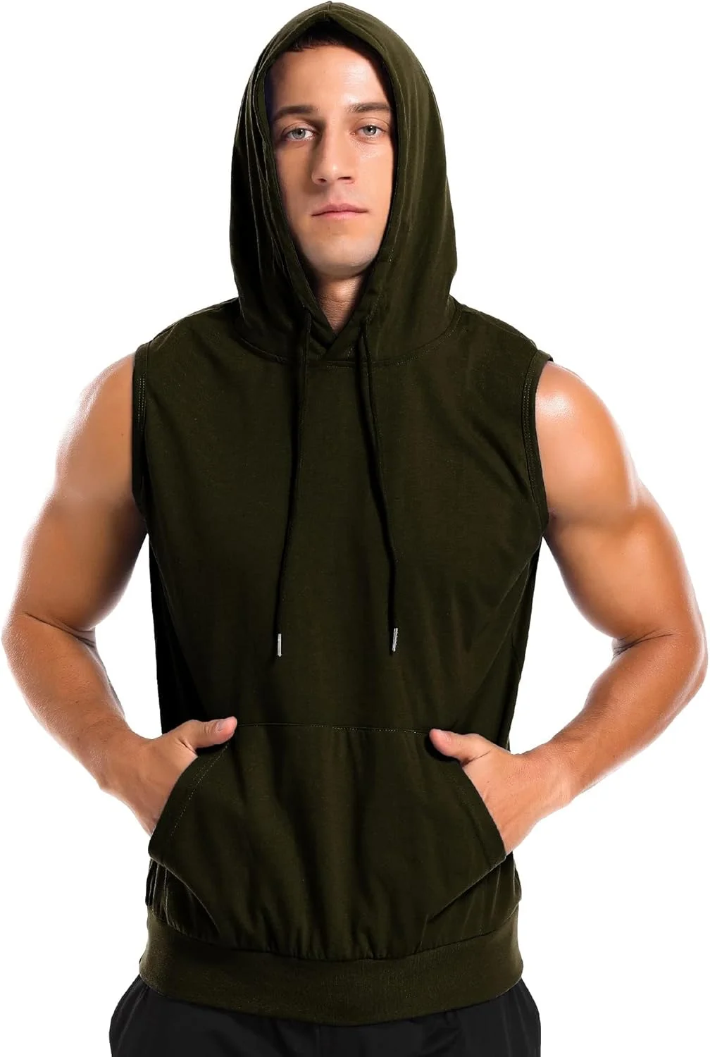 تاپ ورزشی کلاه دار مردانه Babioboa، تی شرت بدون آستین بدنسازی تاپ ورزشی کلاه دار مردانه Babioboa، تی شرت بدون آستین بدنسازی