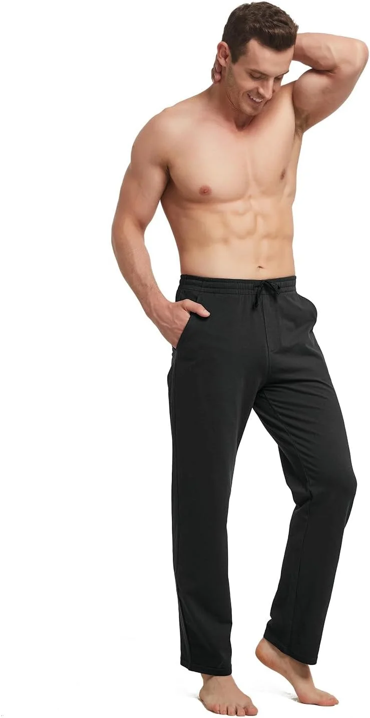 شلوار ورزشی مردانه BALEAF، راحتی، نخی، مناسب پیژامه، یوگا، پاچه آزاد، راسته، دارای جیب