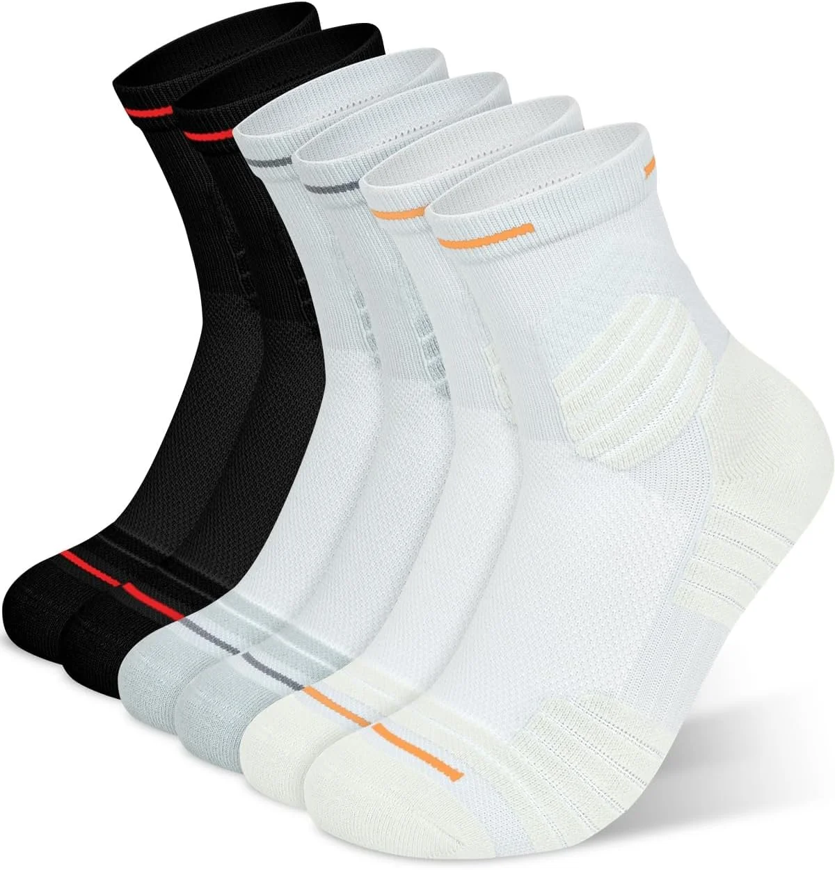آزون 3 جفت جوراب ورزشی مردانه، جوراب ورزشی زنانه ضد تاول، دارای بالشتک، تنفسی، ساق دار، فشاری برای تمرین، پیاده روی، گردش در فضای باز (سایز مدیوم 38-42)
