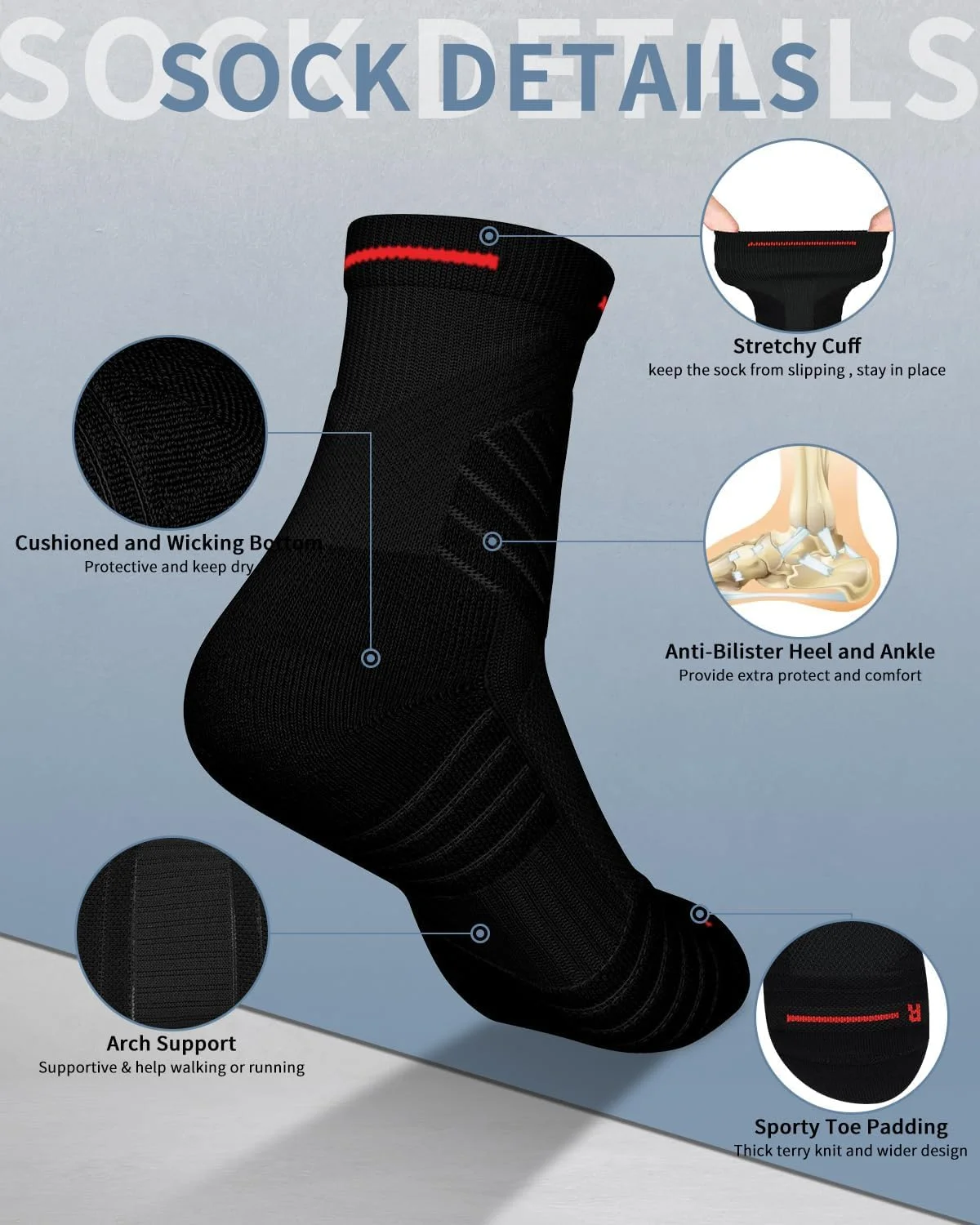 آزون 3 جفت جوراب ورزشی مردانه، جوراب ورزشی زنانه ضد تاول، دارای بالشتک، تنفسی، ساق دار، فشاری برای تمرین، پیاده روی، گردش در فضای باز (سایز مدیوم 38-42) آزون 3 جفت جوراب ورزشی مردانه، جوراب ورزشی زنانه ضد تاول، دارای بالشتک، تنفسی، ساق دار، فشاری برای تمرین، پیاده روی، گردش در فضای باز (سایز مدیوم 38-42)