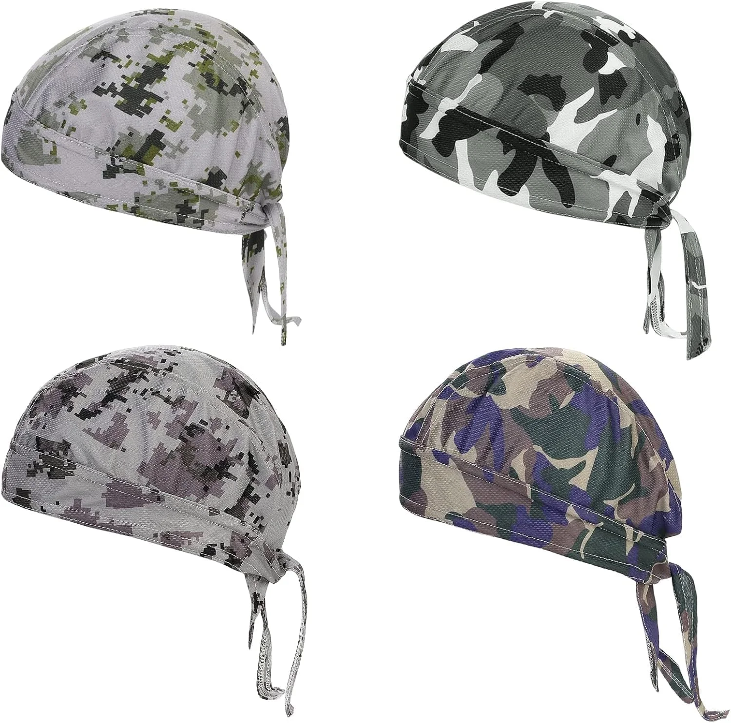 آزون 4 عدد کلاه سر طرح استتار، کلاه دوچرخه سواری قابل تنظیم، تنفسی، هدبند خشک شونده سریع، کلاه محافظ آفتاب برای مردان، ورزش های فضای باز (تک سایز، پلی استر)