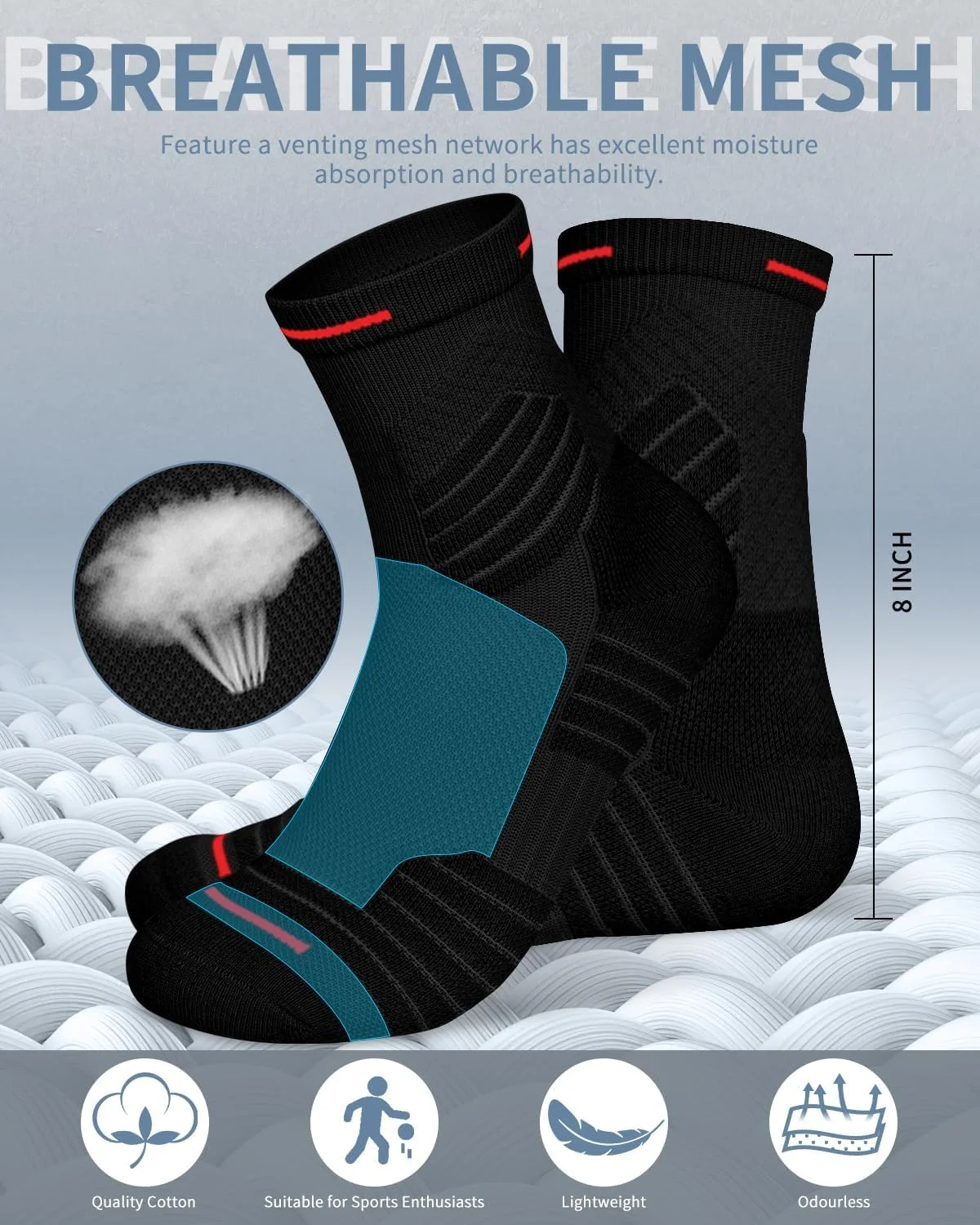 آزون 3 جفت جوراب ورزشی مردانه، جوراب ورزشی زنانه ضد تاول، دارای بالشتک، تنفسی، ساق دار، فشاری برای تمرین، پیاده روی، گردش در فضای باز (سایز مدیوم 38-42) آزون 3 جفت جوراب ورزشی مردانه، جوراب ورزشی زنانه ضد تاول، دارای بالشتک، تنفسی، ساق دار، فشاری برای تمرین، پیاده روی، گردش در فضای باز (سایز مدیوم 38-42)