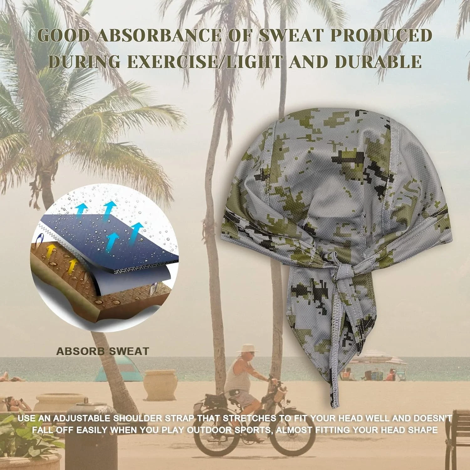 آزون 4 عدد کلاه سر طرح استتار، کلاه دوچرخه سواری قابل تنظیم، تنفسی، هدبند خشک شونده سریع، کلاه محافظ آفتاب برای مردان، ورزش های فضای باز (تک سایز، پلی استر) آزون 4 عدد کلاه سر طرح استتار، کلاه دوچرخه سواری قابل تنظیم، تنفسی، هدبند خشک شونده سریع، کلاه محافظ آفتاب برای مردان، ورزش های فضای باز (تک سایز، پلی استر)