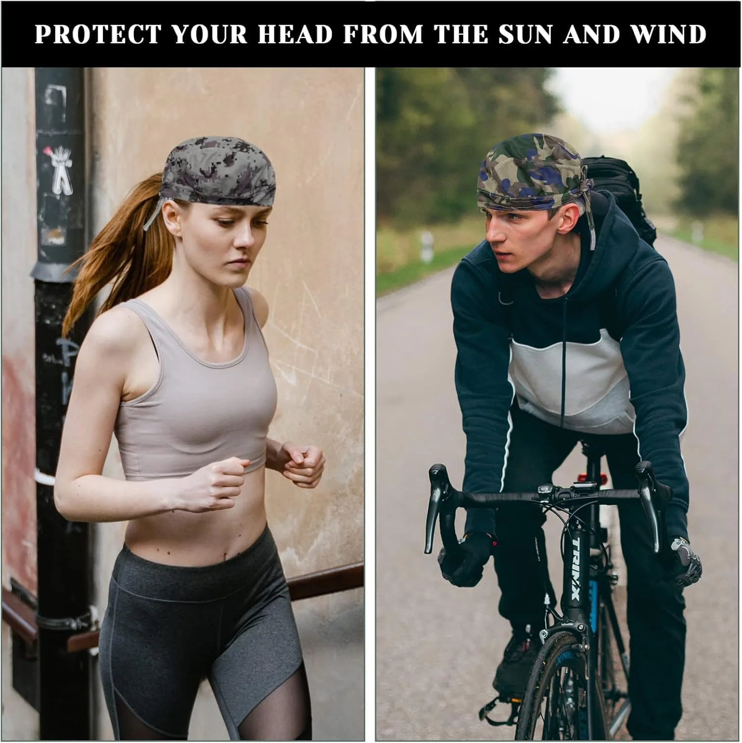 آزون 4 عدد کلاه سر طرح استتار، کلاه دوچرخه سواری قابل تنظیم، تنفسی، هدبند خشک شونده سریع، کلاه محافظ آفتاب برای مردان، ورزش های فضای باز (تک سایز، پلی استر) آزون 4 عدد کلاه سر طرح استتار، کلاه دوچرخه سواری قابل تنظیم، تنفسی، هدبند خشک شونده سریع، کلاه محافظ آفتاب برای مردان، ورزش های فضای باز (تک سایز، پلی استر)