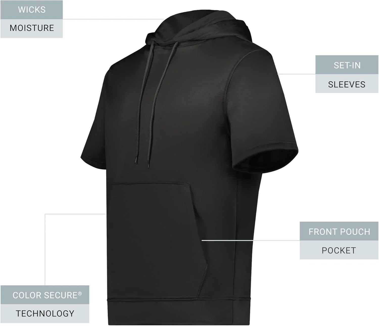 هودی آستین کوتاه مردانه آگوستا اسپرتس ویر با قابلیت جذب رطوبت
