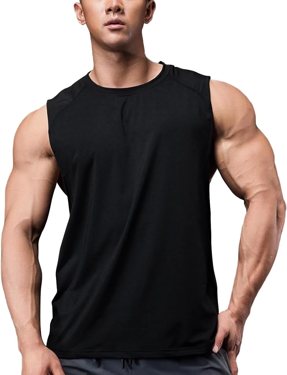 تاپ ورزشی مردانه GYMAPE، آستین حلقه ای، مناسب تمرین، دویدن و باشگاه، خشک شونده سریع تاپ ورزشی مردانه GYMAPE، آستین حلقه ای، مناسب تمرین، دویدن و باشگاه، خشک شونده سریع