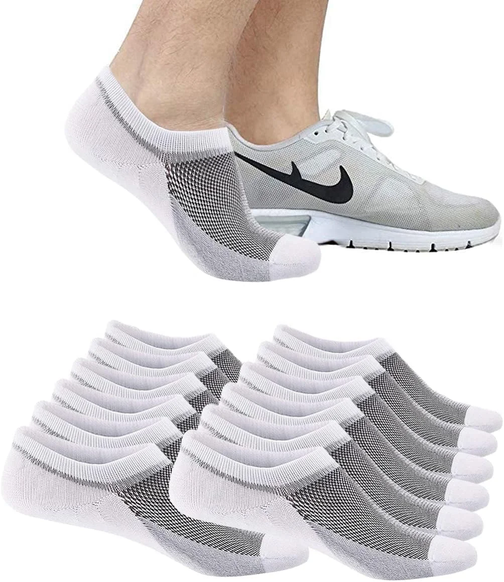 جوراب ورزشی مچی مردانه، بسته 6 جفتی سایز 43-48، جوراب نخی ساق کوتاه ورزشی، جوراب قایقی نامرئی ضد لغزش برای دویدن، باشگاه و راحتی روزانه (طراحی یونیسکس)