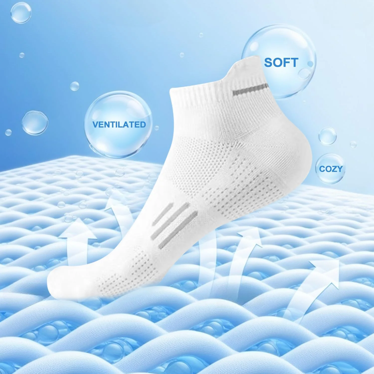 جوراب ورزشی مردانه نخی: 4 جفت جوراب زنانه بالشتکی، ضد عرق، مقاوم در برابر بو و تنفسی، جوراب های ساده دویدن، برای تمرین، پیاده روی، یک سایز (سفید و سیاه)