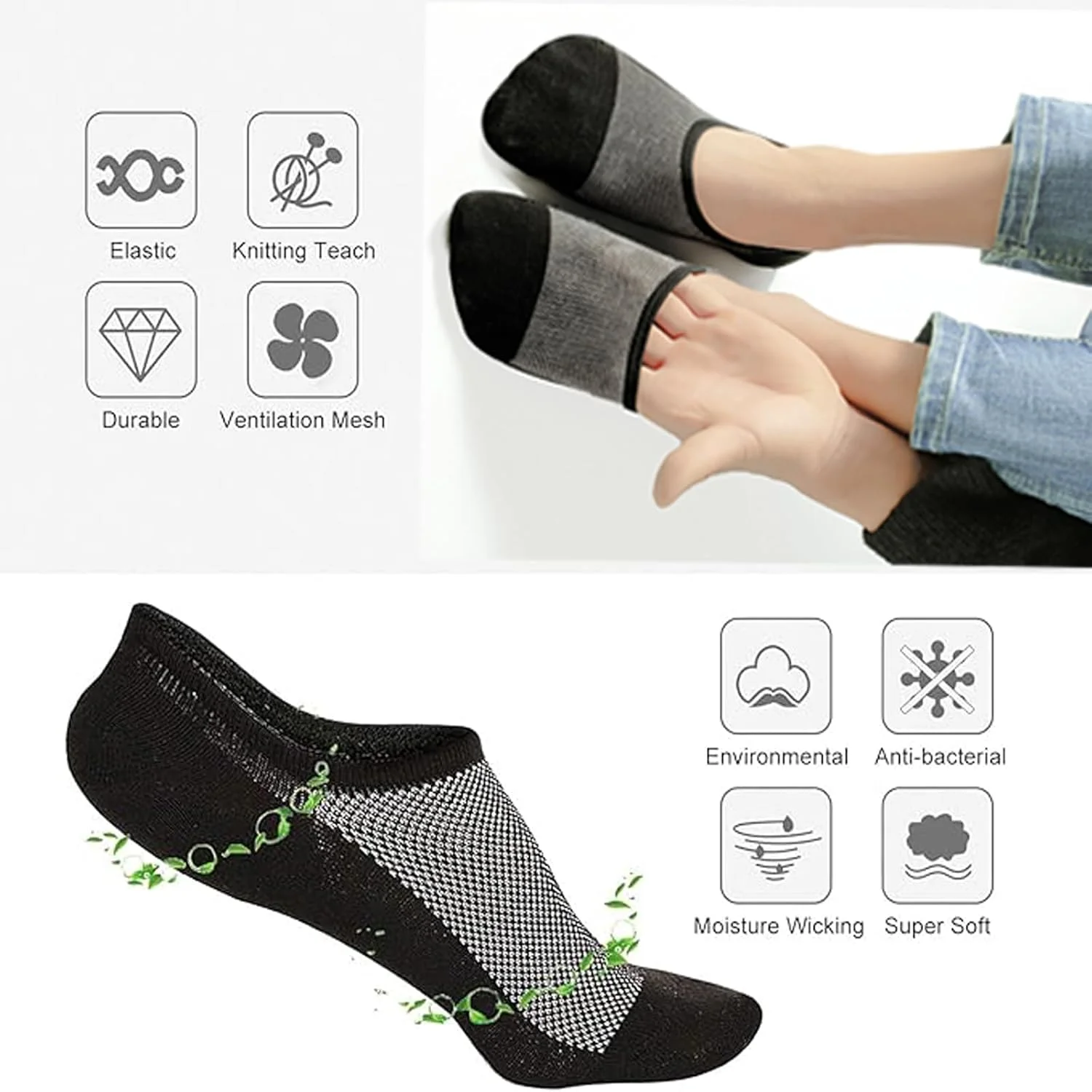 جوراب مچی ورزشی مردانه، جوراب های تنفسی ساق کوتاه مخصوص دویدن، جوراب های بدون لغزش، جوراب های ورزشی راحت، جوراب قایقی نامرئی