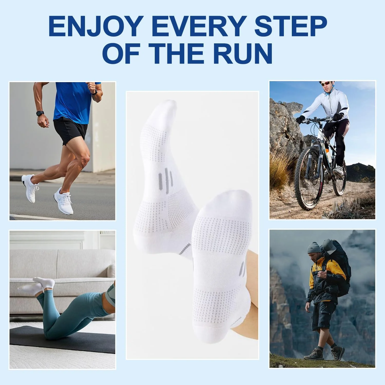 جوراب ورزشی مردانه نخی: 4 جفت جوراب زنانه بالشتکی، ضد عرق، مقاوم در برابر بو و تنفسی، جوراب های ساده دویدن، برای تمرین، پیاده روی، یک سایز (سفید و سیاه)