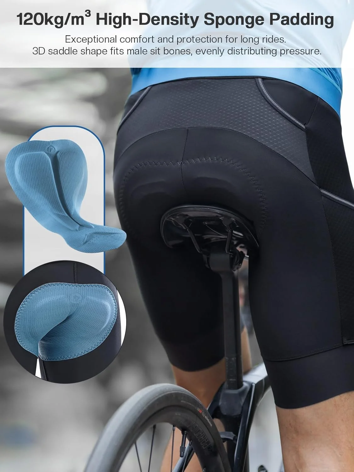 شورت دوچرخه سواری مردانه پد دار با پد با چگالی بالا 120 کیلوگرم بر متر مکعب و 3 جیب مدل 5001