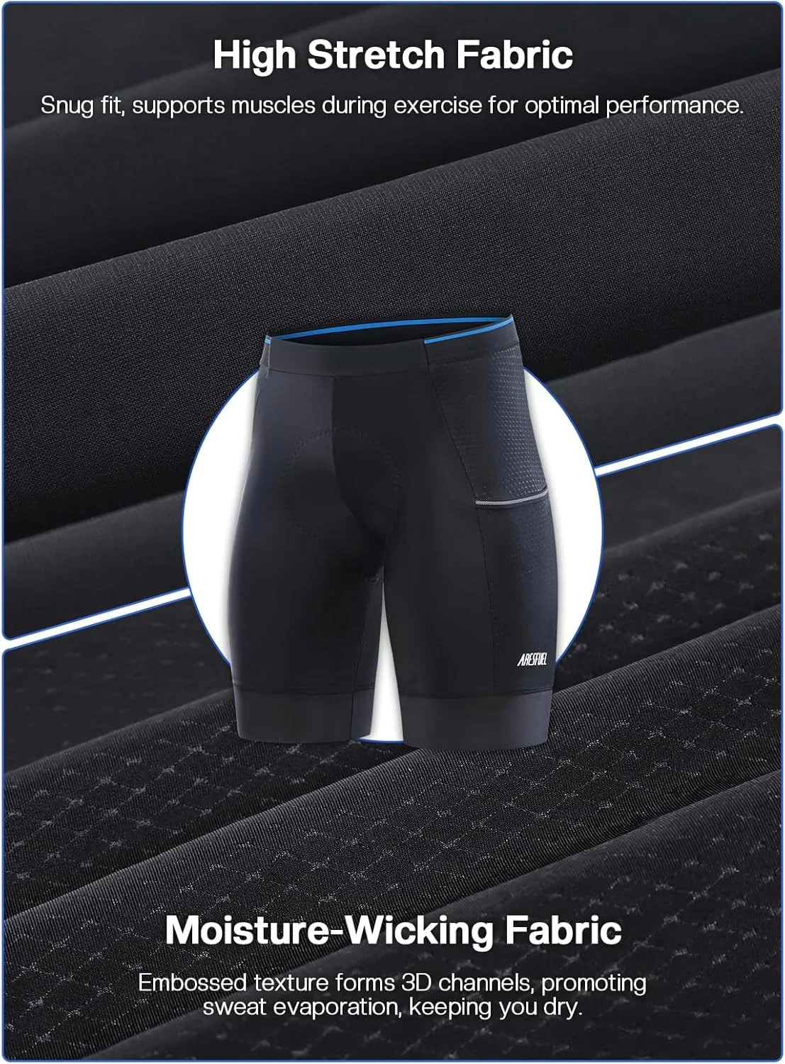 شورت دوچرخه سواری مردانه پد دار با پد با چگالی بالا 120 کیلوگرم بر متر مکعب و 3 جیب مدل 5001