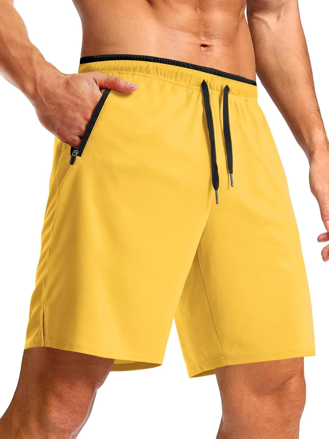 شلوارک ورزشی مردانه Aolesy با جیب زیپ‌دار، سبک و مناسب باشگاه، دویدن و بسکتبال - طول 5، 7 و 10 اینچ