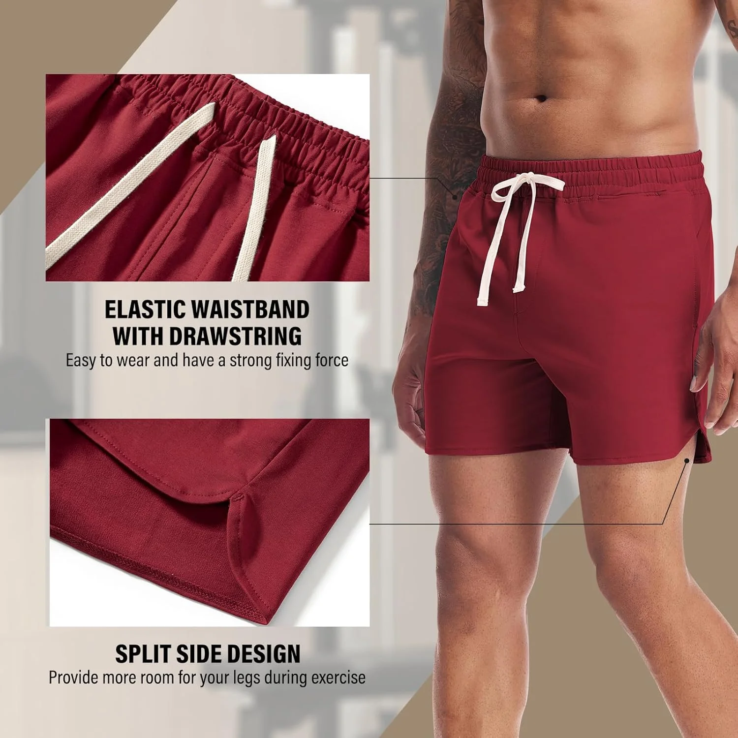 شلوارک ورزشی مردانه ای‌می کولی، شلوارک عرق‌گیر پنبه‌ای 5 اینچی، شلوارک ورزشی باشگاهی با جیب