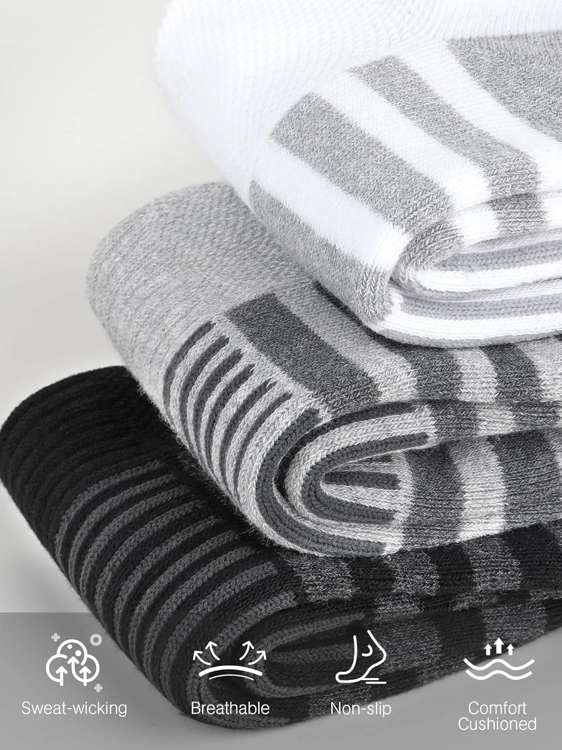 جوراب های ورزشی مچی ایرکر، جوراب های ساق کوتاه تنفسی و بالشتک دار برای دویدن، مناسب آقایان و بانوان (6 جفت)