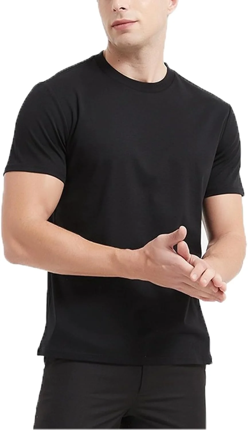 تی شرت مردانه کلاسیک شهری Ahigh با فیت اسلیم، یقه گرد و آستین کوتاه، مناسب ورزش و اوقات فراغت