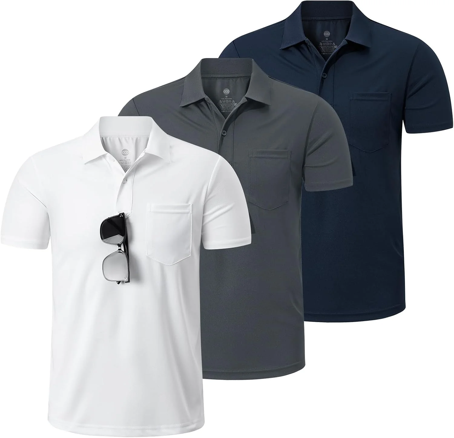 ست 3 عددی پولوشرت مردانه 33000ft آستین کوتاه با قابلیت تنفس، خشک شدن سریع و دفع رطوبت، مناسب دویدن، ورزش، گلف، تنیس، کار و استفاده روزمره