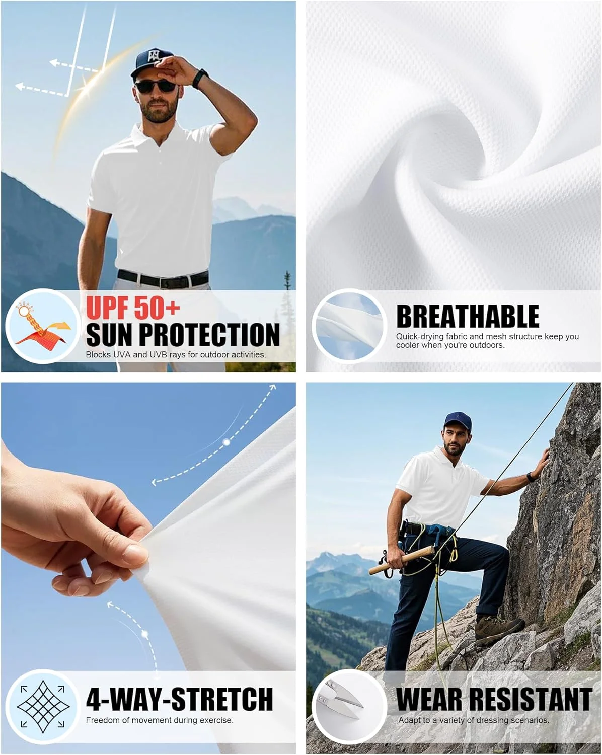 ست 3 عددی پولوشرت مردانه 33000ft آستین کوتاه با قابلیت تنفس، خشک شدن سریع و دفع رطوبت، مناسب دویدن، ورزش، گلف، تنیس، کار و استفاده روزمره