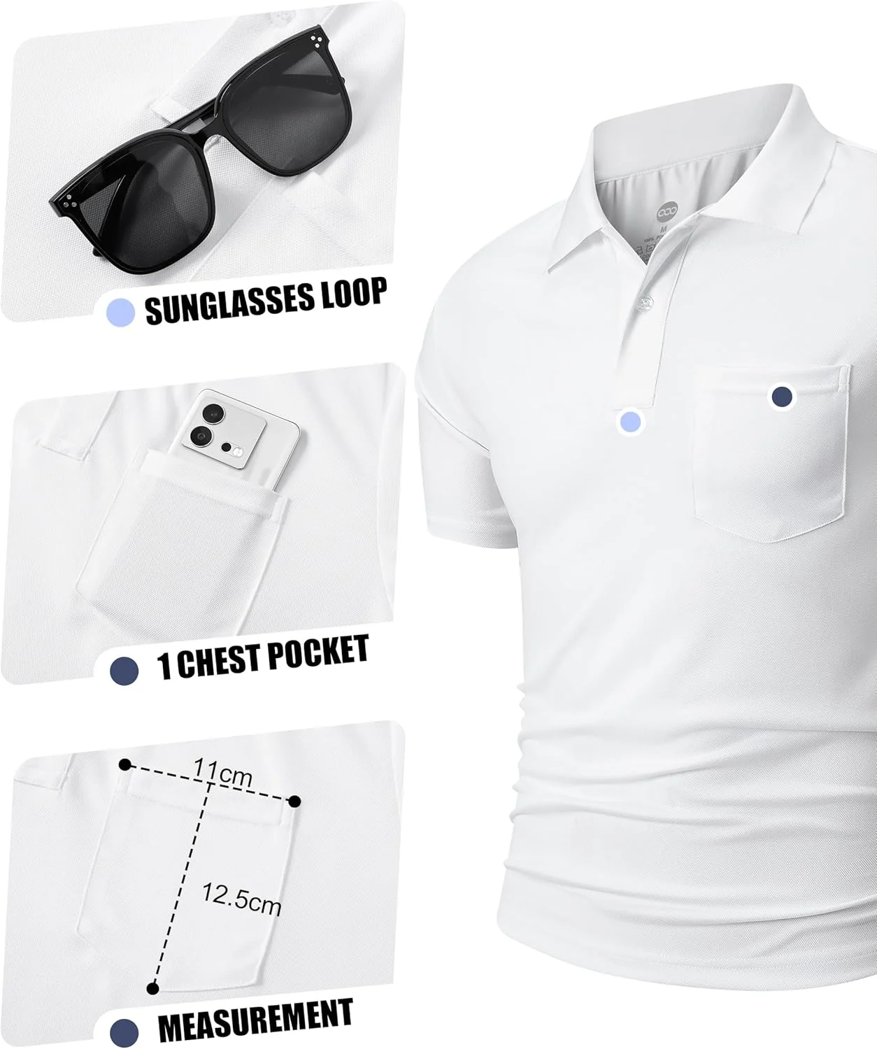 ست 3 عددی پولوشرت مردانه 33000ft آستین کوتاه با قابلیت تنفس، خشک شدن سریع و دفع رطوبت، مناسب دویدن، ورزش، گلف، تنیس، کار و استفاده روزمره