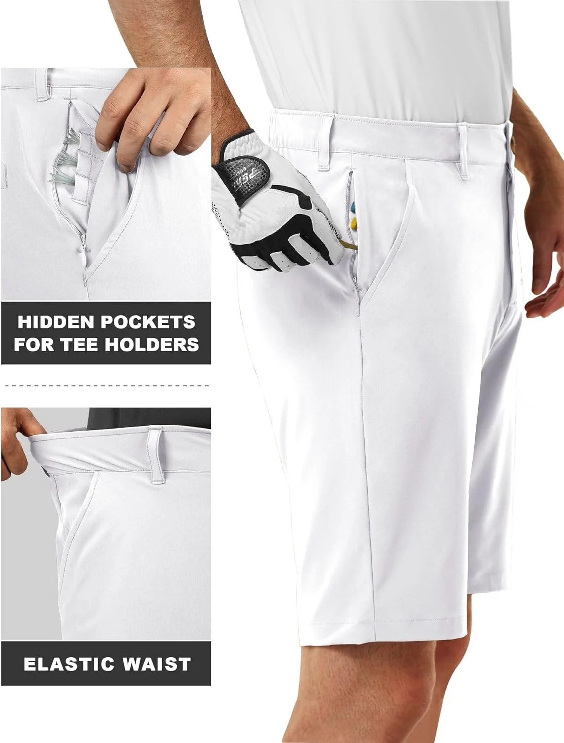 شلوارک گلف مردانه 33000ft، فیت خشک، 11 اینچ، سبک وزن، خشک شونده سریع، کشسان، شلوارک برمودا، مناسب گلف، مسافرت و کار، دارای جیب