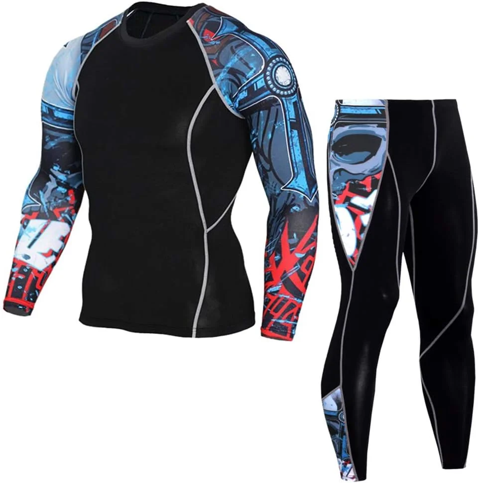 ست دو تکه لباس ورزشی مردانه 1Bests، طرح استتار، مناسب دویدن، با قابلیت خشک شدن سریع و تنفس‌پذیری بالا (تی‌شرت و شلوار)