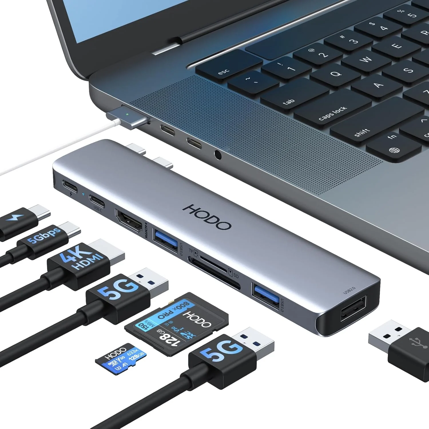 هاب آداپتور USB C هوودو برای مک‌بوک پرو ایر، لوازم جانبی مک 8 در 2 با پورت 4K HDMI، تاندربولت 3، USB 3.0/2.0، اسلات کارت SD و TF برای M3 M2 M1 2024 2023 2022 2021