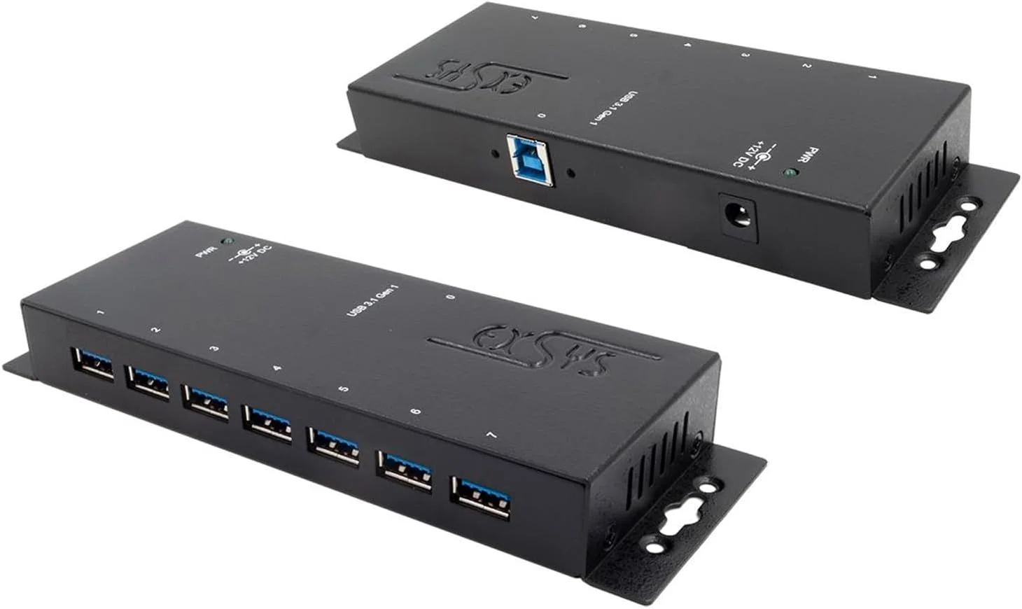 هاب USB 3.2 اکسترنال 7 پورت Exsys به همراه آداپتور 12V/3A