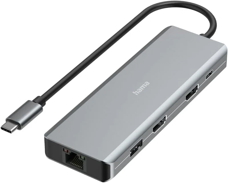 هاب USB هاما 9 پورت (4 پورت USB-A، 1 پورت USB-C دیتا، 1 پورت USB-C پاور، 2 پورت HDMI، 1 پورت LAN/Ethernet، Ultra-HD 4K، تا 5 گیگابیت بر ثانیه، MST برای چندین نمایشگر، تاندربولت، Power Delivery) آلومینیومی