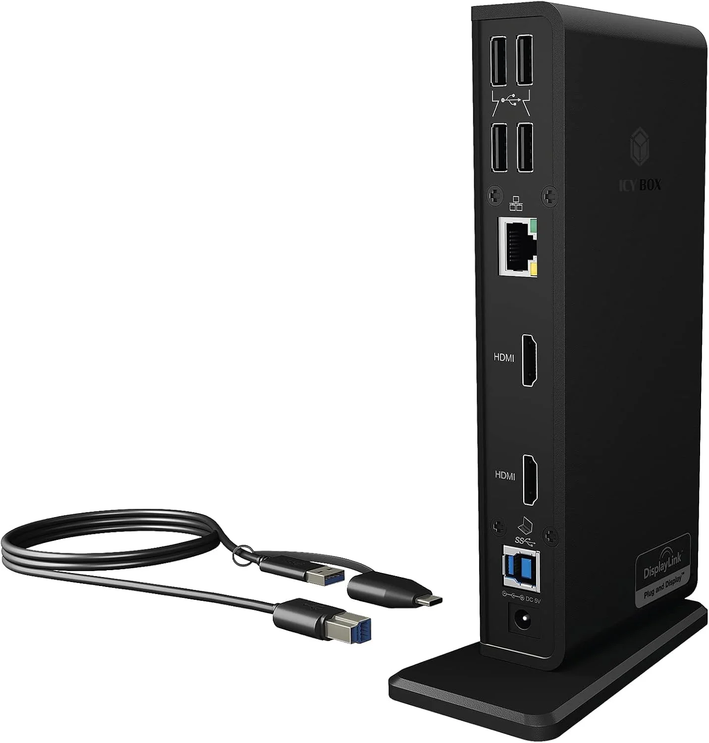 ایستگاه اتصال USB-C آی‌سی‌وای باکس (11 در 1) برای 2 مانیتور (2x HDMI)، هاب 6x USB 3.0، DisplayLink، گیگابیت اترنت، صدا، IB-DK2251AC برای ویندوز، M1/M2 مک‌بوک ایر / پرو