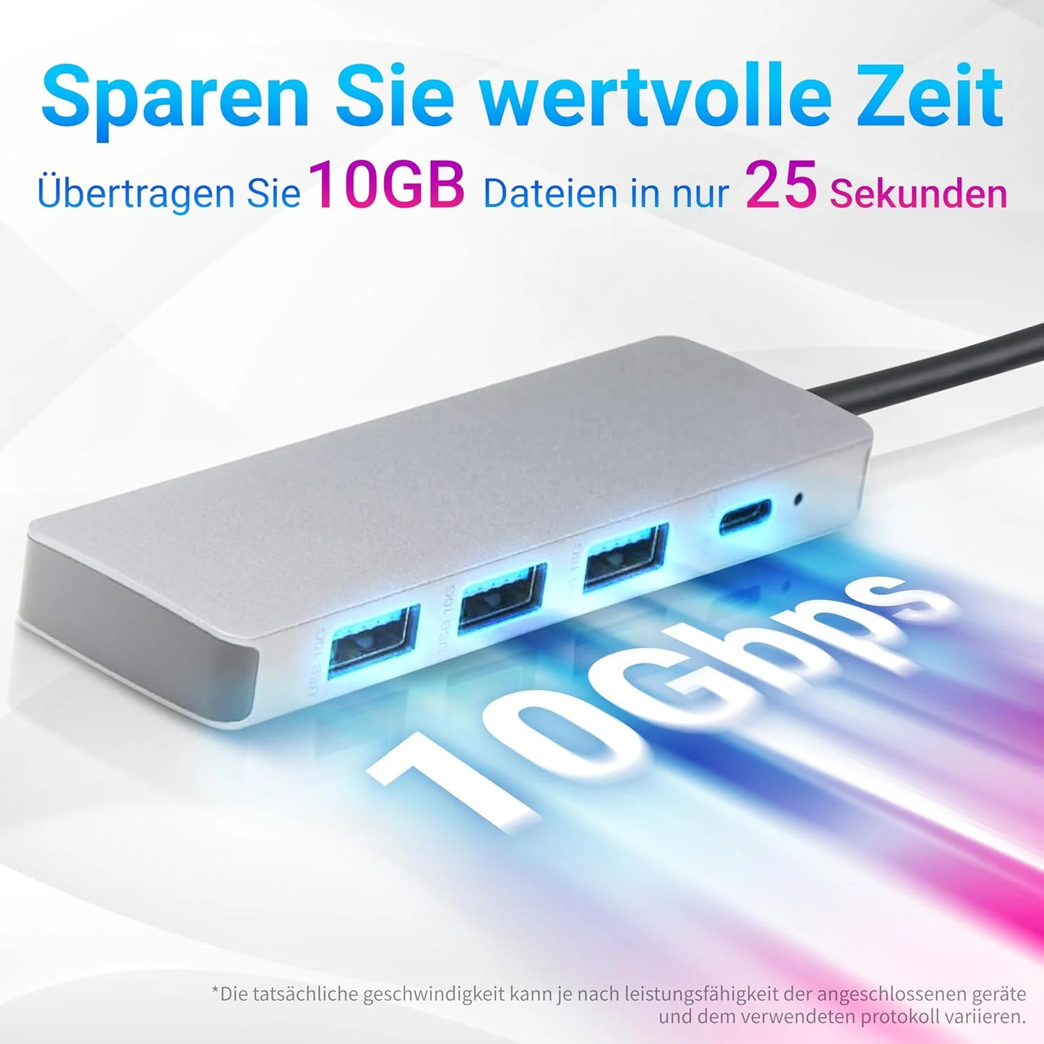 هاب-داک USB آمازون بیسیکس برای USB 3.2/3.1 نسل 2، 10 گیگابیت بر ثانیه، USB-C به 1 عدد USB-C / 3 عدد USB-A، مناسب برای ویندوز/مک، نقره ای، مشکی