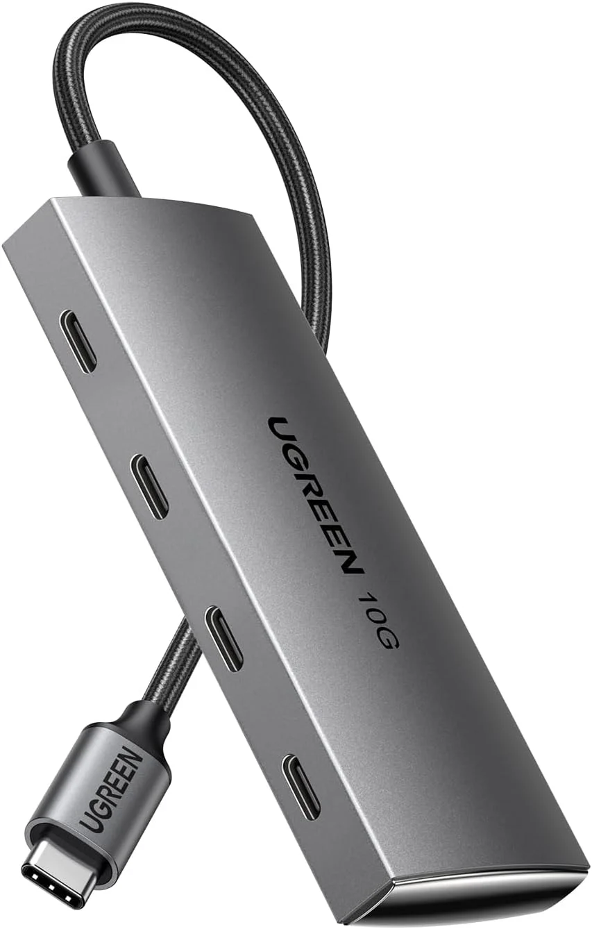 هاب USB C یوگرین 10 گیگابیت بر ثانیه، آداپتور با 4 پورت USB C 3.2، اسپلیتر چند پورت پرسرعت برای سری آیفون 17، سری گلکسی S25، مک‌بوک، آی‌مک، آی‌پد، کروم‌بوک و غیره