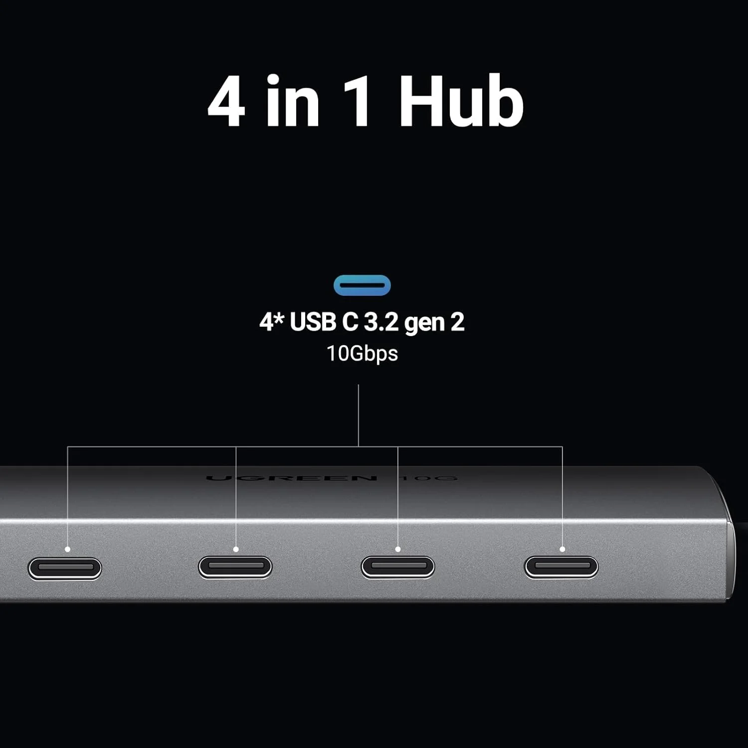 هاب USB C یوگرین 10 گیگابیت بر ثانیه، آداپتور با 4 پورت USB C 3.2، اسپلیتر چند پورت پرسرعت برای سری آیفون 17، سری گلکسی S25، مکبوک، آیمک، آیپد، کرومبوک و غیره - تصویر 2 هاب USB C یوگرین 10 گیگابیت بر ثانیه، آداپتور با 4 پورت USB C 3.2، اسپلیتر چند پورت پرسرعت برای سری آیفون 17، سری گلکسی S25، مکبوک، آیمک، آیپد، کرومبوک و غیره - تصویر 2