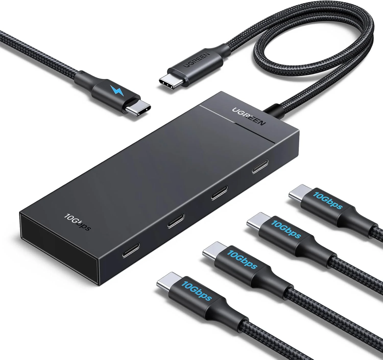 هاب USB C یوگرین 10 گیگابیت بر ثانیه با PD 100W، آداپتور با 4 پورت، اسپلیتر چند پورت پرسرعت برای سری آیفون 17، سری گلکسی S25، مک بوک، آی مک، آیپد، کروم بوک و غیره