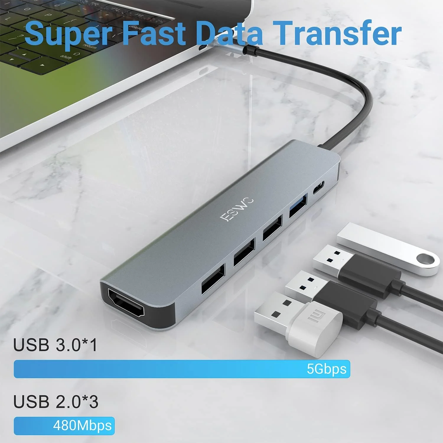 هاب USB C، آداپتور USB C مدل JESWO 6 در 1 با HDMI 4K، یک عدد USB 3.0، سه عدد USB 2.0 و PD 100W سازگار با MacBook Pro/Air و سایر دستگاه های Type-C هاب USB C، آداپتور USB C مدل JESWO 6 در 1 با HDMI 4K، یک عدد USB 3.0، سه عدد USB 2.0 و PD 100W سازگار با MacBook Pro/Air و سایر دستگاه های Type-C