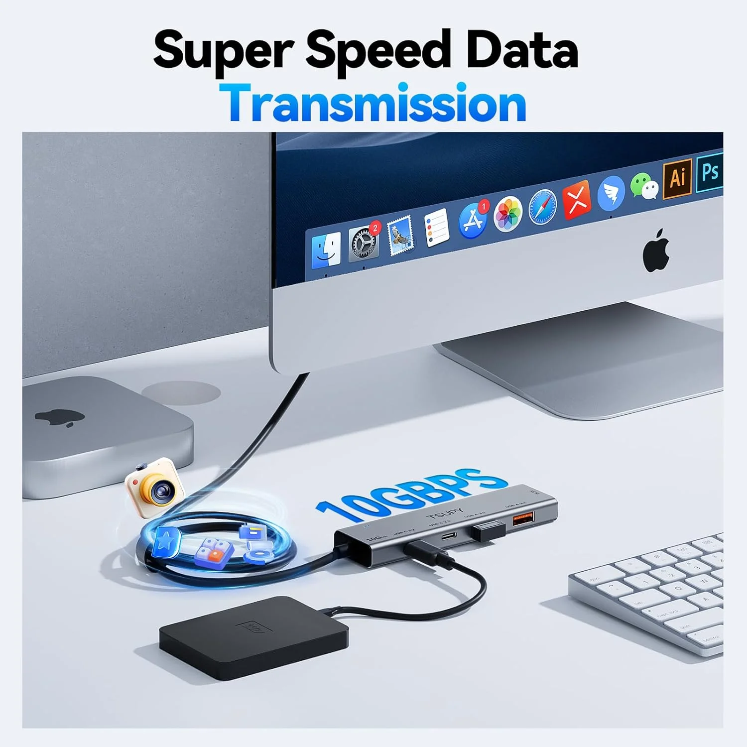 هاب USB 3.2 Gen 2، اسپلیتر USB 10Gbps با 2 پورت USB-C 3.2 و 2 پورت USB-A 3.2، توزیع کننده USB3.2 آلومینیومی با کابل 120 سانتی متری برای لپ تاپ، کامپیوترهای رومیزی، ایکس باکس و مک و غیره. - تصویر 3 هاب USB 3.2 Gen 2، اسپلیتر USB 10Gbps با 2 پورت USB-C 3.2 و 2 پورت USB-A 3.2، توزیع کننده USB3.2 آلومینیومی با کابل 120 سانتی متری برای لپ تاپ، کامپیوترهای رومیزی، ایکس باکس و مک و غیره. - تصویر 3