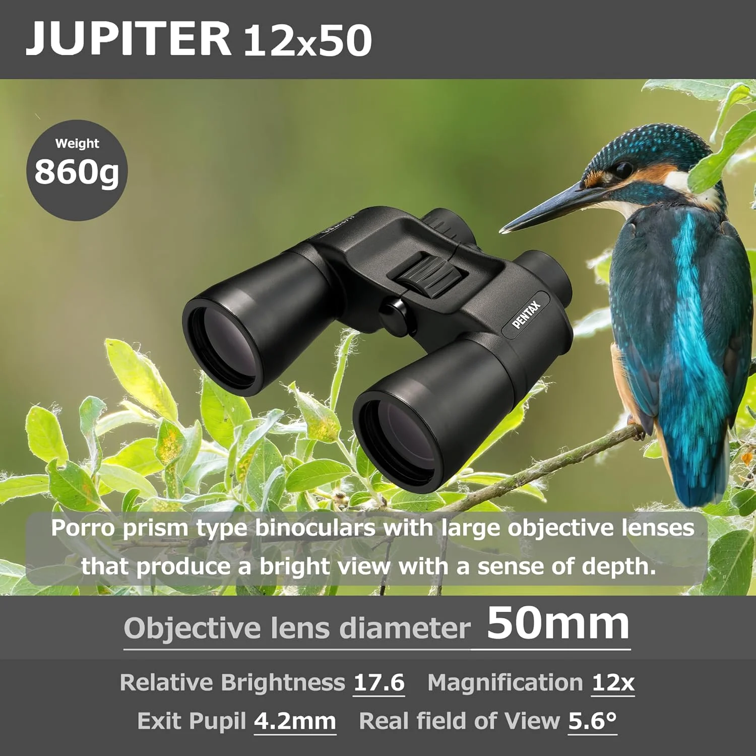 دوربین دوچشمی منشوری پوررو Pentax Jupiter 12x50 با دهانه بزرگ و دید آسان، مشکی دوربین دوچشمی منشوری پوررو Pentax Jupiter 12x50 با دهانه بزرگ و دید آسان، مشکی