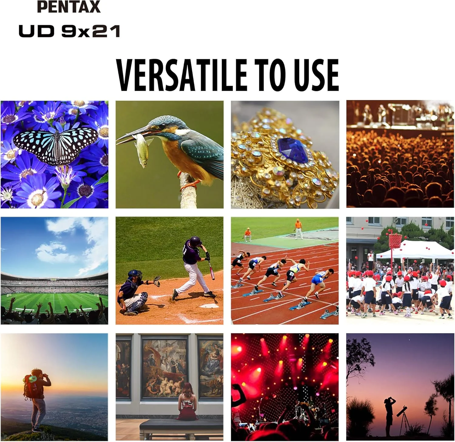 دوربین دوچشمی PENTAX UD 9x21 - صورتی. میدان دید روشن و واضح، بدنه ای جمع و جور و سبک با منشور سقفی، اپتیک کاملاً چند لایه پوشش داده شده، عملکرد تصویر عالی را ارائه می دهد. مناسب برای کنسرت ها، ورزش و مسافرت