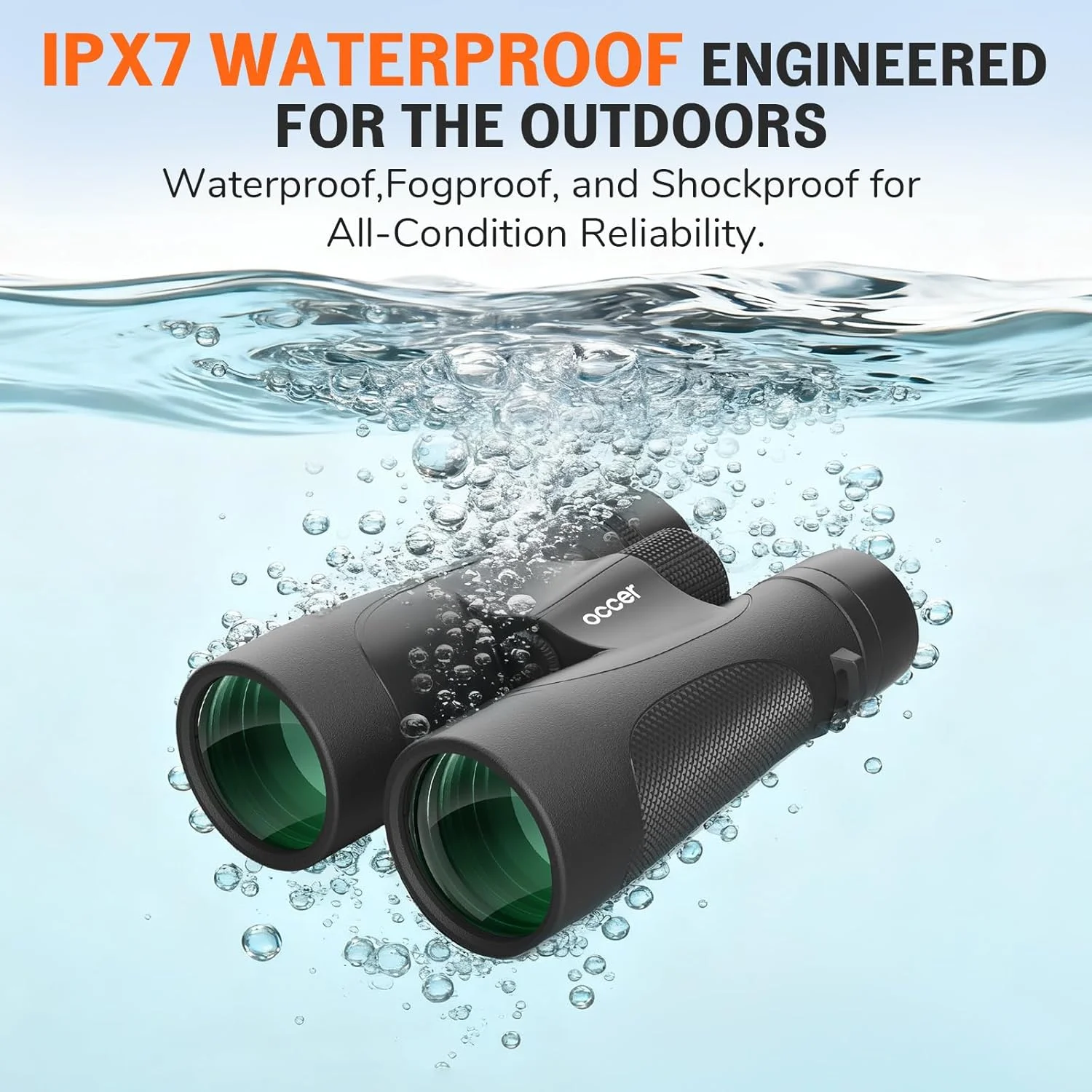 دوربین دوچشمی 12x50 برای بزرگسالان، ضد آب IPX7، ضد مه و ضد ضربه، دوربین دوچشمی UHD با روکش لاستیکی و بند سینه ای برای شکار، تماشای پرندگان، کشتی تفریحی و پیاده روی