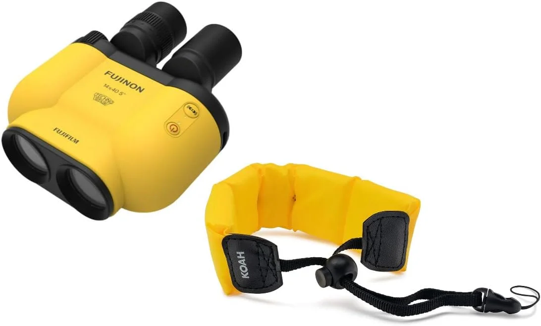 دوربین دوچشمی فوجی فیلم TS-X 1440 Techno Stabi به همراه کیف نرم و سنسور ژیروسکوپ الکترونیکی (زرد) به همراه بند دوربین شناور ضد آب (زرد) (2 قلم)