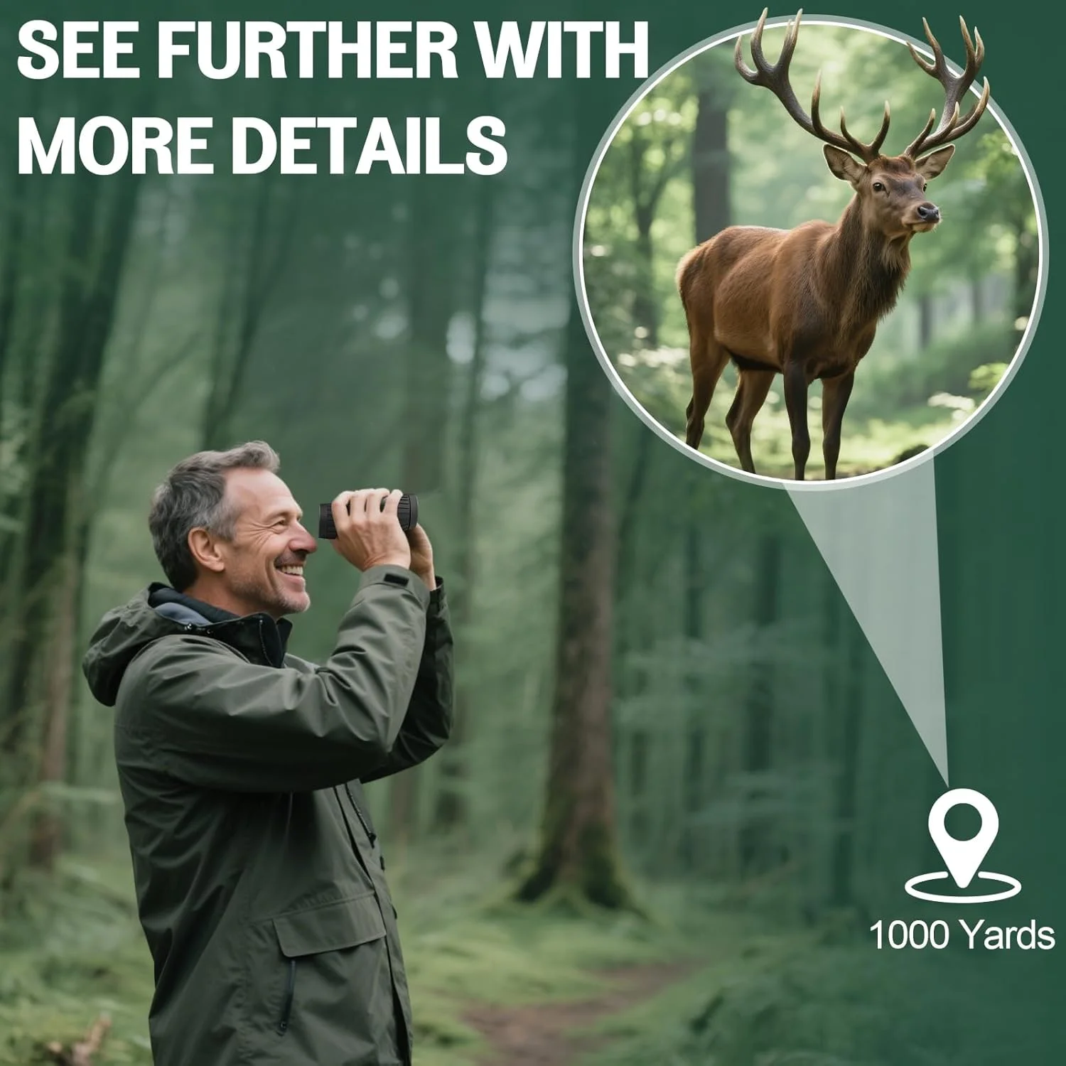 دوربین شکاری کوچک 15x25 Aurosports برای بزرگسالان و کودکان - دوربین شکاری قدرتمند برای تماشای پرندگان - دوربین شکاری کوچک با فوکوس آسان با دید در نور کم برای مسافرت، کمپینگ، کنسرت، پیاده روی